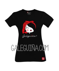 CAMISETA GALEGUIÑA RAPAZA NEGRA