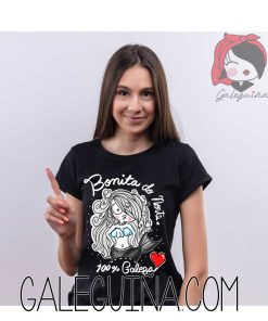 Camiseta bonita do norte rapaza cor negro