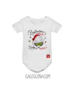 Bodi Bailaches Carolina para bebé de Galeguiña con ilustración inspirada en la canción popular gallega