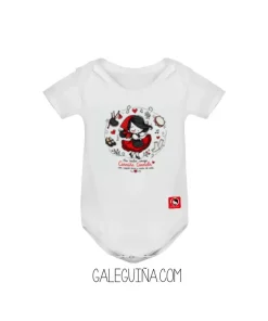 Bodi Carmiña Carmela para bebé de Galeguiña en color blanco con diseño gallego