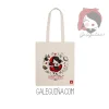 Bolsa Carmiña Carmela de Galeguiña en algodón natural con ilustración inspirada en la música popular gallega