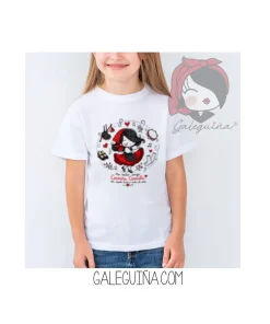 Camiseta Carmiña Carmela infantil para niños y niñas con ilustración original de Galeguiña
