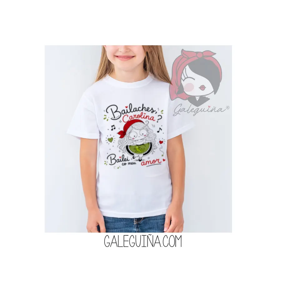 Camiseta Bailaches Carolina para nenos e nenas | Galeguiña - Imaxe 2